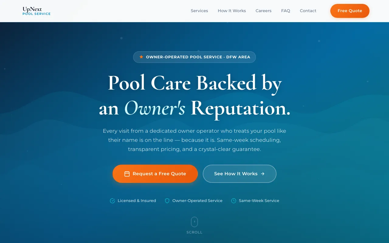 UpNext Pools website